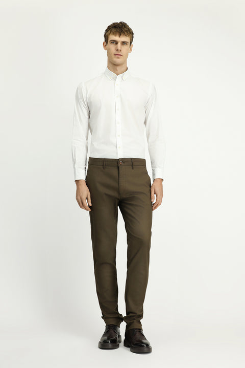 White Long Sleeve Regular Fit Button-Down Collar Oxford Cotton Shirt
