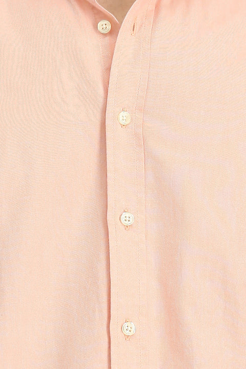 Medium Orange Long Sleeve Regular Fit Button-Down Collar Oxford Cotton Shirt