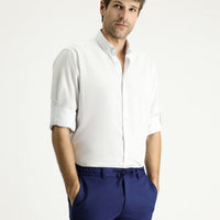 Blue Long Sleeve Regular Fit Patterned Sporty Cotton Button-Down Collar Shirt
