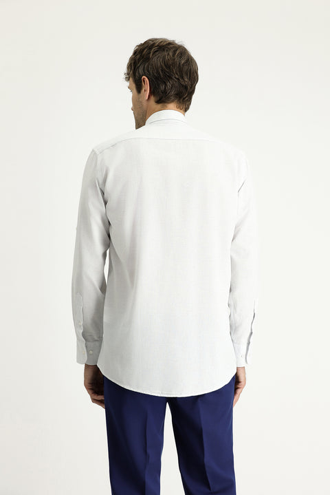 Blue Long Sleeve Regular Fit Patterned Sporty Cotton Button-Down Collar Shirt