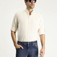 Yellow Long Sleeve Regular Fit Patterned Sporty Cotton Button-Down Collar Shirt