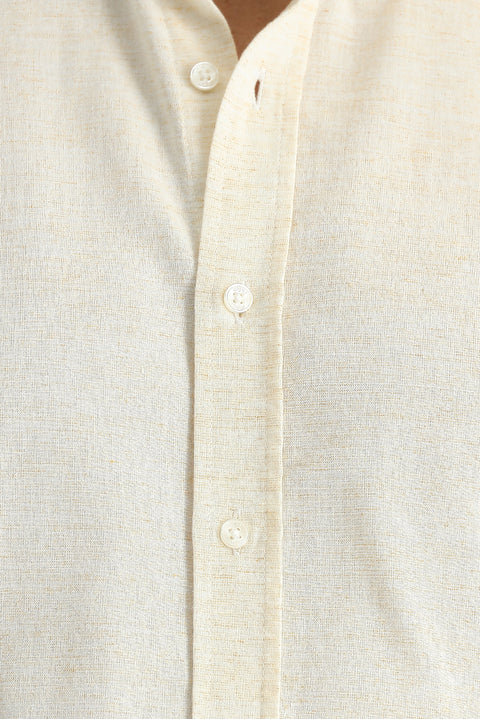 Yellow Long Sleeve Regular Fit Patterned Sporty Cotton Button-Down Collar Shirt