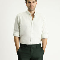 Light Green Long Sleeve Regular Fit Patterned Sporty Cotton Button-Down Collar Shirt