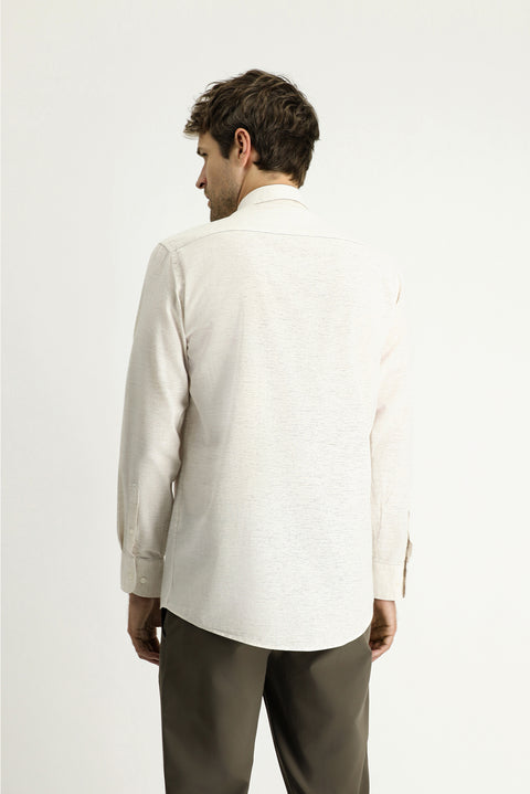 Light Mink Long Sleeve Regular Fit Patterned Sporty Cotton Button-Down Collar Shirt
