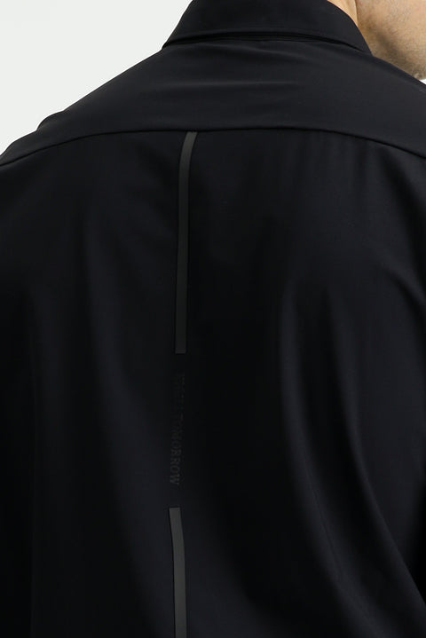 Black Techno-Line Long Sleeve Regular Fit Lycra Button-Down Shirt