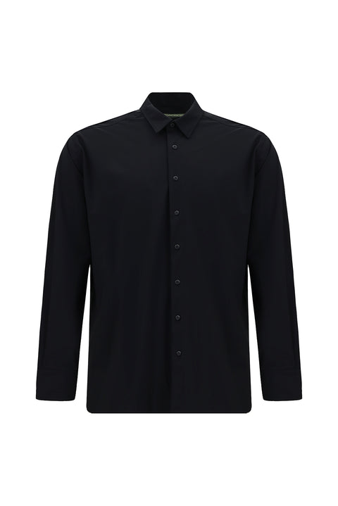 Dark Navy Techno-Line Long Sleeve Regular Fit Lycra Button-Down Shirt