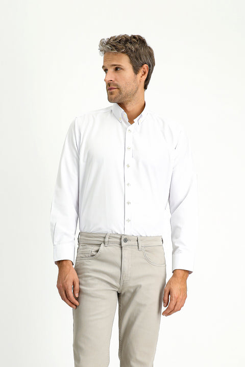 White Long Sleeve Regular Fit Oxford Cotton Easy Iron Shirt