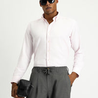 Dusty Pink Long Sleeve Regular Fit Oxford Cotton Easy-Iron Shirt