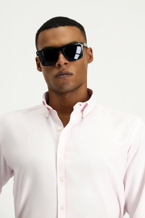 Dusty Pink Long Sleeve Regular Fit Oxford Cotton Easy-Iron Shirt