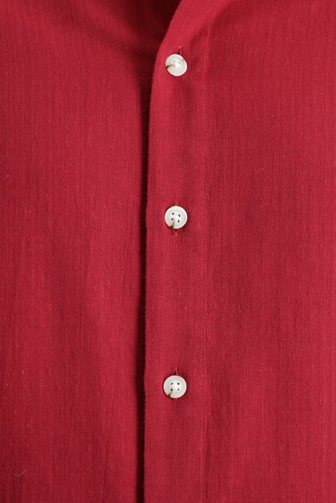 Dark Red Long Sleeve Regular Fit Sport Cotton Shirt