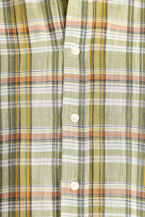 Light Khaki Long Sleeve Regular Fit Plaid Sport Cotton Shirt