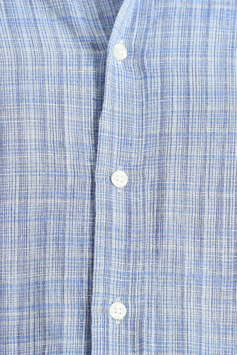 Light Navy Long Sleeve Regular Fit Plaid Sport Cotton Button-Down Shirt