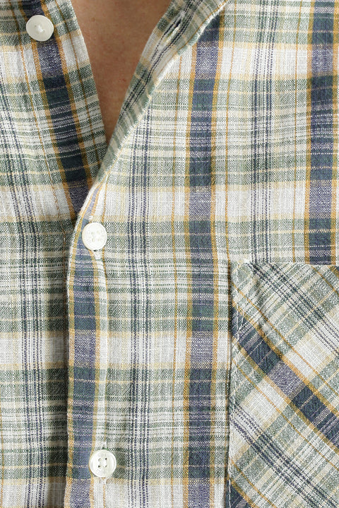 Medium Khaki Long Sleeve Regular Fit Plaid Cotton Shirt