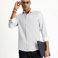 Blue Long Sleeve Slim Fit Patterned Sport Cotton Shirt