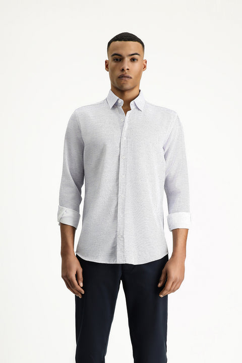 Blue Long Sleeve Slim Fit Patterned Sport Cotton Shirt