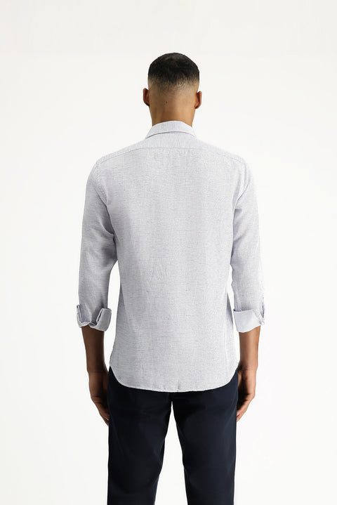 Blue Long Sleeve Slim Fit Patterned Sport Cotton Shirt