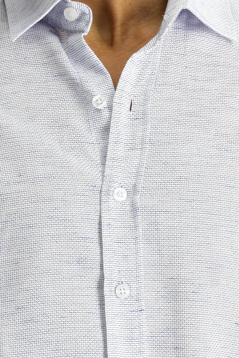 Blue Long Sleeve Slim Fit Patterned Sport Cotton Shirt