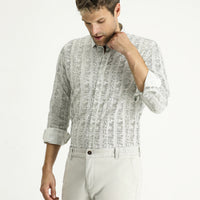 Light Khaki Long Sleeve Slim Fit Narrow Cut Shirt