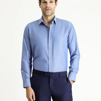 Dark Blue Long Sleeve Slim Fit Narrow Cut Sport Cotton Shirt