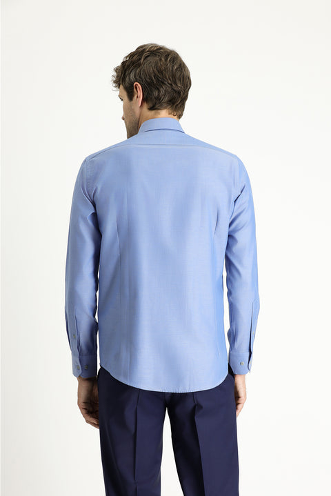 Dark Blue Long Sleeve Slim Fit Narrow Cut Sport Cotton Shirt