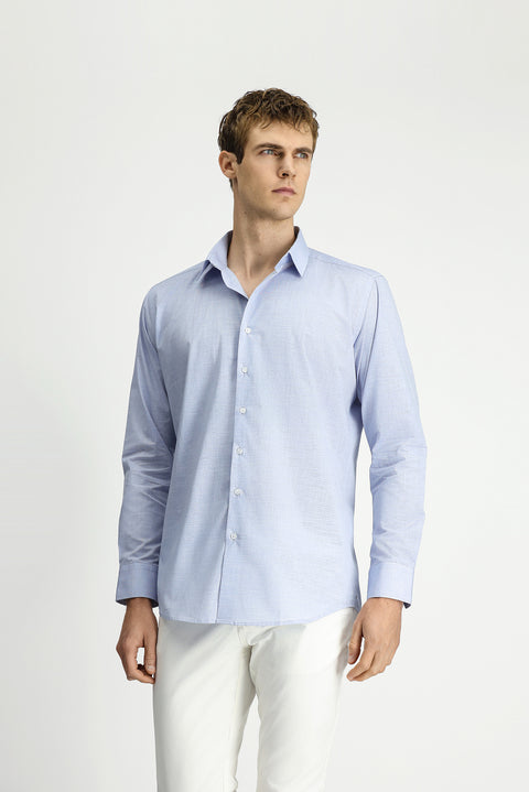 Light Grey Long Sleeve Slim Fit Classic Cotton Shirt