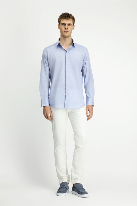 Light Grey Long Sleeve Slim Fit Classic Cotton Shirt