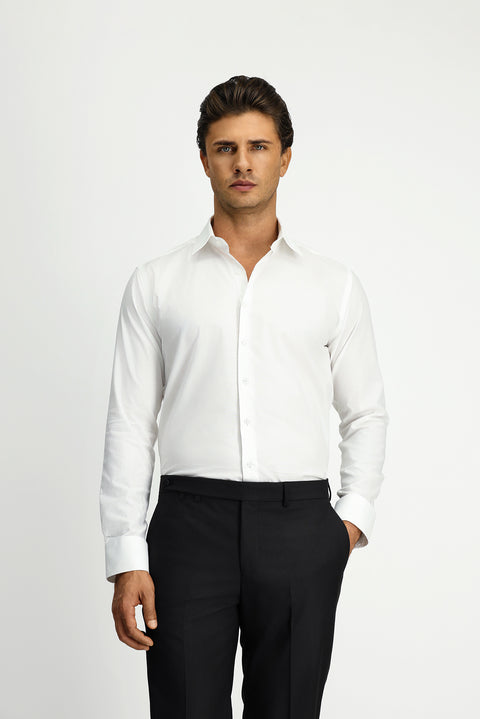 White Long Sleeve Slim Fit Classic Cotton Shirt