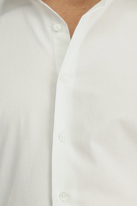 White Long Sleeve Slim Fit Classic Cotton Shirt