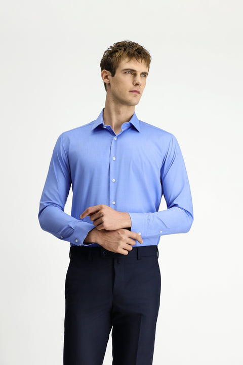 Sky Blue Long Sleeve Slim Fit Classic Cotton Shirt