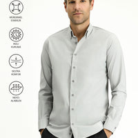 Light Grey Techno-Line Long Sleeve Slim Fit Lycra Shirt