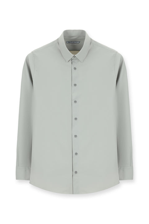 Light Grey Techno-Line Long Sleeve Slim Fit Lycra Shirt