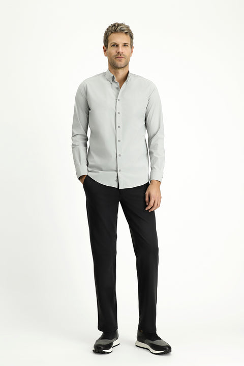 Light Grey Techno-Line Long Sleeve Slim Fit Lycra Shirt