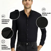 Dark Navy Techno-Line Long Sleeve Slim Fit Lycra Shirt
