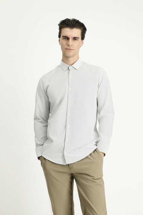 Black Long Sleeve Slim Fit Narrow Cut Patterned Cotton Easy Iron Button-Down Collar Shirt