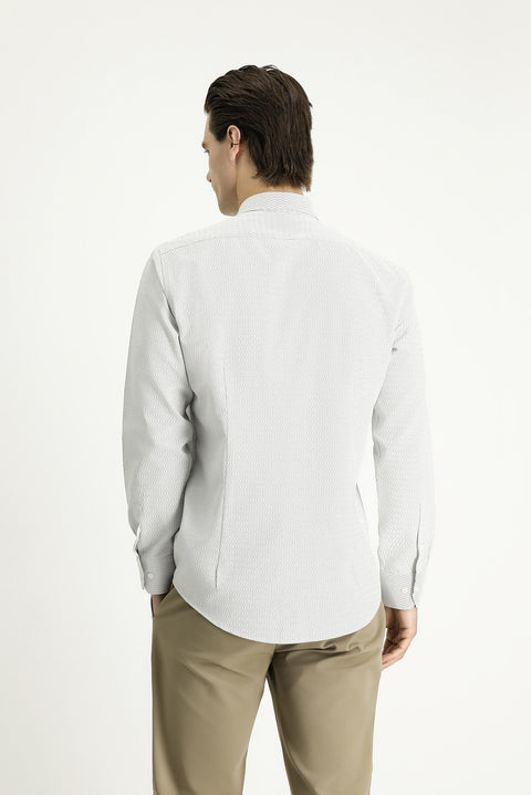 Black Long Sleeve Slim Fit Narrow Cut Patterned Cotton Easy Iron Button-Down Collar Shirt