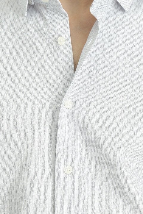 Light Navy Blue Long Sleeve Slim Fit Narrow Cut Patterned Cotton Easy-Iron Button-Down Collar Shirt