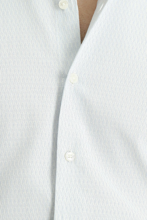 Blue Long Sleeve Slim Fit Narrow Cut Patterned Cotton Easy Iron Button-Down Collar Shirt