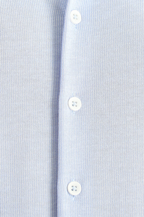 Sky Blue Long Sleeve Slim Fit Narrow Cut Sport Knitted Cotton Easy Iron Shirt