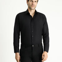 Black Long-Sleeve Slim Fit Classic Cotton Easy-Iron Shirt