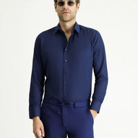 Medium Navy Long Sleeve Slim Fit Classic Cotton Easy-Iron Shirt