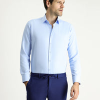 Light Blue Long-Sleeve Slim Fit Classic Cotton Easy-Iron Shirt