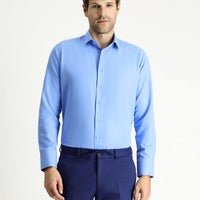 Blue Long-Sleeve Slim Fit Classic Cotton Easy-Iron Shirt