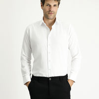 White Long-Sleeve Slim Fit Classic Cotton Easy-Iron Shirt