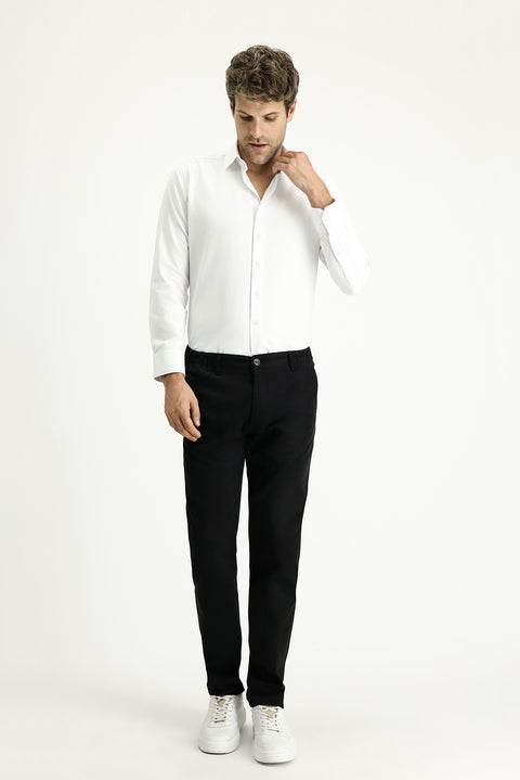 White Long-Sleeve Slim Fit Classic Cotton Easy-Iron Shirt