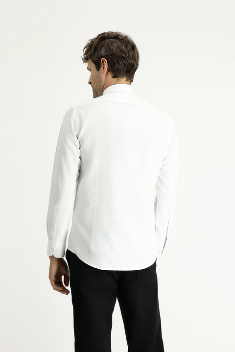White Long-Sleeve Slim Fit Classic Cotton Easy-Iron Shirt
