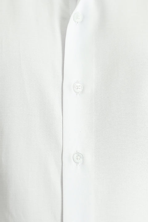 White Long-Sleeve Slim Fit Classic Cotton Easy-Iron Shirt