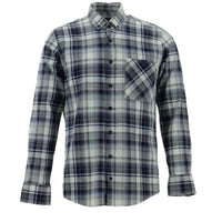 Indigo Long Sleeve Plaid Slim Fit Narrow Cut Cotton Button-Down Collar Shirt