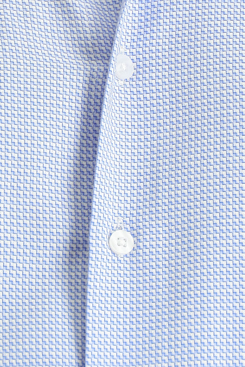Sky Blue Long Sleeve Regular Fit Patterned Cotton Shirt
