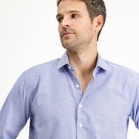 Blue Long Sleeve Regular Fit Patterned Cotton Shirt