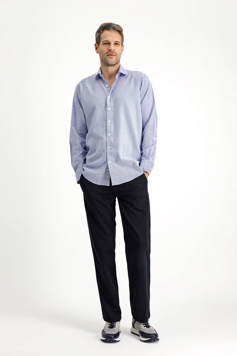 Blue Long Sleeve Regular Fit Patterned Cotton Shirt